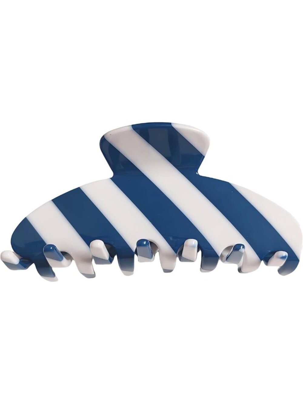Floral & Striped Acetate Claw Clips - Beachy Hair Accessories, 4" Navy Style